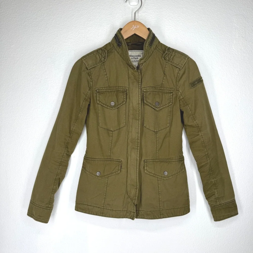 Abercrombie &‎ Fitch Womens Military Utility Field Jacket Chore Green XS Grunge